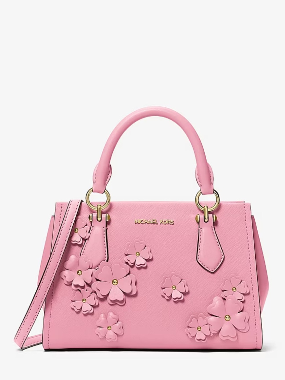 MICHAEL KORS Marilyn Small Floral Embellished Satchel Carnation - Picture 13 of 13